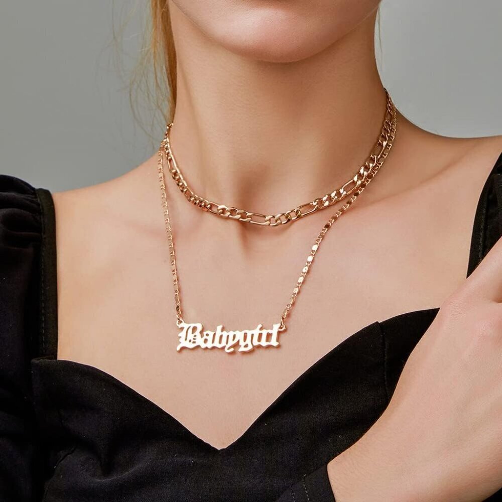 Gold Figaro Necklace Chain for Women Layered Pendant Jewelry Tangle-Free - Picture 4 of 6